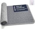 Non Slip Shower Mat Bathtub Mat 16x24 Inch, Quick Dry Bath Mat with Drain, Soft PVC Imitation Loofah Foot Scrubber Bath Mats for Bathroom Tub Shower Floor, Hangable & Hook Included, Gray