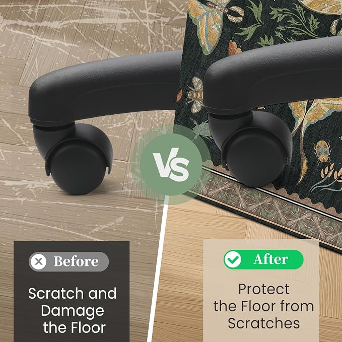 Office Chair Mat for Hardwood Floor & Tile Floor,48"X 60" Heavy Duty Desk Chair Mat for Hard Floors, Under Desk Rug for Rolling Computer Chair,Anti Slip,Low Pile Carpet Floor-Colorful Insects