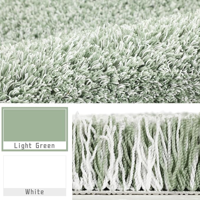 Yimobra Bathroom Rugs for Home Essentials, Non Slip Washable Bath Mat, Soft Water Absorbent Plush Shower Rug for Bathroom Floor, Bath Decor Accessories, 24X17, Light Green White
