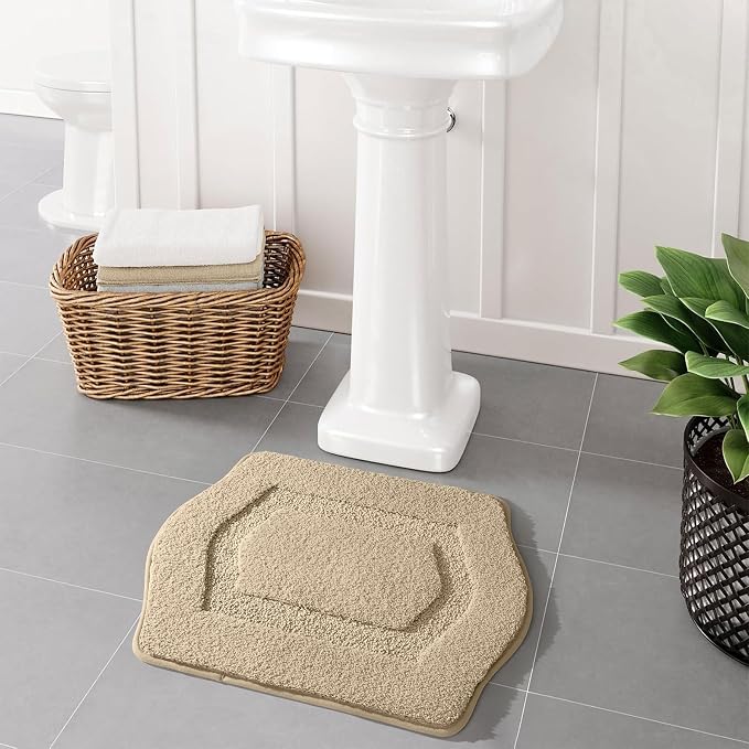 Bathroom Rug Mat, Extra Soft Absorbent Washable Bath Rug, Non-Slip Bath Mats for Bathroom, Tub and Shower, Beige, 18×24
