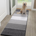 Kitinjoy Indoor Outdoor Door Mat, 59x20 Non-Slip Absorbent Dirt Trapper, Low-Profile Washable Inside Entrance Front Floor Mat, Sturdy Soft Entry Dotted Ombre Doormats for Entryway, Grey