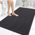OLANLY Bathroom Rug Mat 44x32, Thick Soft and Absorbent Chenille Bath Mat, Non-Slip Rubber Backing, Machine Washable Quick Dry Bath Rugs for Tub Shower Floor, Home Decor Accessories, Dark Grey