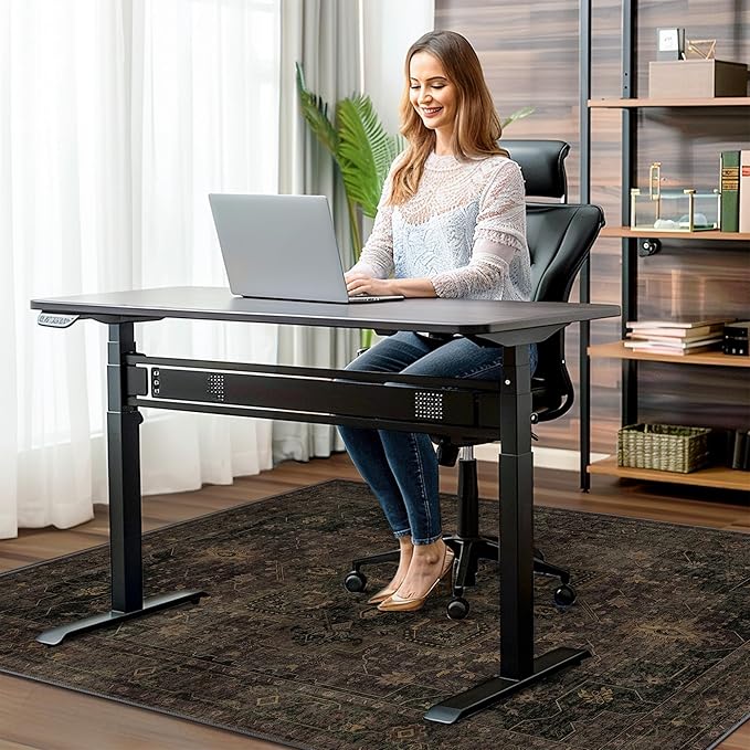 48"x60" Office Chair Mat for Hardwood Tile Floor, Under Desk Carpet Protector for Rolling Computer Chair Mat, Machine Washable Area Rug, Anti-Slip 1/5" Thick Low Pile Thin Vinyl Floor Mat, Brown