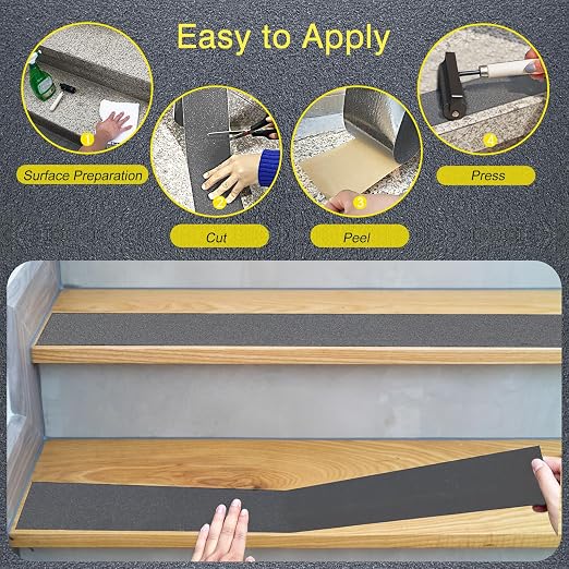 S&X Gray Anti Slip Tape 2 Inch x 60 FT Roll, Grit 60 Ultimate Non-Slip Skid Grip Tape for Outdoor Stairs, Wooden Steps & Exterior Grips Waterproof, Extra-Durable, Long-Lasting