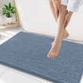 Smiry Luxury Chenille Bathroom Rugs 34x21, Extra Soft and Absorbent Shaggy Bath Mat, Machine Washable, Non-Slip Plush Carpet Runner for Tub, Shower, and Floor, Home Decor Accessories, Grayish Blue