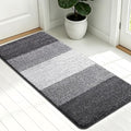 Kitinjoy Indoor Outdoor Door Mat, 54x24 Non-Slip Absorbent Dirt Trapper, Low-Profile Washable Inside Entrance Front Floor Mat, Sturdy Soft Entry Doormats for Entryway, Grey