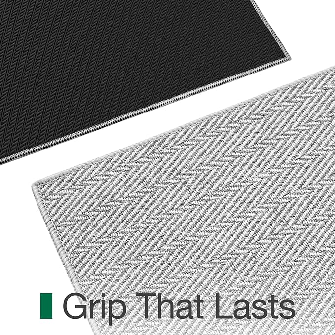 LUMI Ultra Thin Indoor Door Mat for Entrance 36"x56", Non Slip Entryway Mat, Low Profile Doormat, Unique Herringbone Design Carpet for Inside, Patio, Porch, Gray