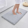 ILANGO Silver Bathroom Rugs 36" × 24" Non Slip & Super Absorbent Extra Thick Soft, Washable Bath Mat for Floor, Microfiber Plush Shaggy Bath Rug with Tub for Bathtub Shower Room Sink