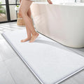 OLANLY Thick Memory Foam Bathroom Runner Rugs 47x17, Extra Soft Absorbent Long Bath Rug, Quick Dry Bath Mats, Non-Slip, Machine Washable Mat for Bathroom, Tub and Shower, Home Decor Accessories, White