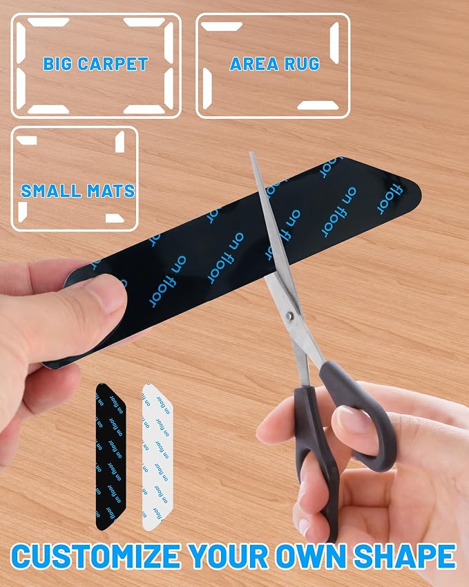 32 PCS Reusable Washable Grippers for Rugs, Highly adhesive and thin，Removable Rug Tape,Double Sided Non-Slip Rug Pads for Hardwood Floors and Carpet Corners,Keep Area Rugs Corners from Curling .