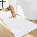 OLANLY Thick Bathroom Runner Rugs 44x24, Extra Soft Absorbent Chenille Bath Rugs, Rubber Backing, Machine Wash Dry, Long Bath Mats for Bathroom Floor, Tub and Shower, Home Decor Accessories, White
