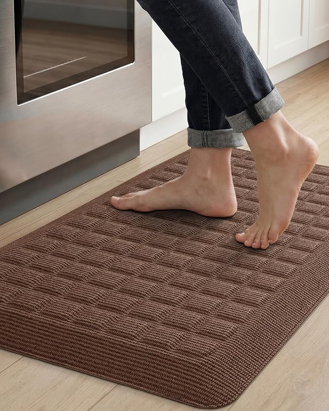 Color&Geometry 0.9 Inch Extra Thick Anti Fatigue Kitchen Floor Mat, High-Density Supportive Foam Standing Desk Mat, Waterproof Non-Slip Comfort for Sink, Office, Laundry, 20"x32", Brown