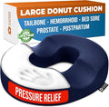 5 STARS UNITED Donut Pillow for Tailbone Pain & Hemorrhoids – Large Memory Foam Seat Cushion for Bed Sore-Prone Areas & Pressure Relief – Prostate, Postpartum & Pregnancy Support, Blue Mesh Cover
