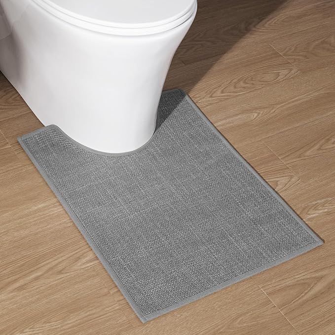 chakme Bathroom Rugs Mat U-Shaped 24x17, Ultra ThinNon Slip Bath Mat Small Quick Dry Absorbent Bath Matfor Bathroom Floor, (Dark Grey, U-24"x17")