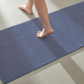 TYUU Bathroom Runner Rugs, Long Bath Mat Runner Washable Thin Quick Dry Low Pile Bathroom Runner Rugs Non Slip, Denim Blue 16"x60"