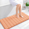 OLANLY Memory Foam Long Bathroom Rugs Runner 44x20, Super Soft Absorbent Bath Mat, Quick Dry, Machine Washable Shower Floor Rugs, Bathmat Carpet, Bathroom Home Decor Accessories, Peach