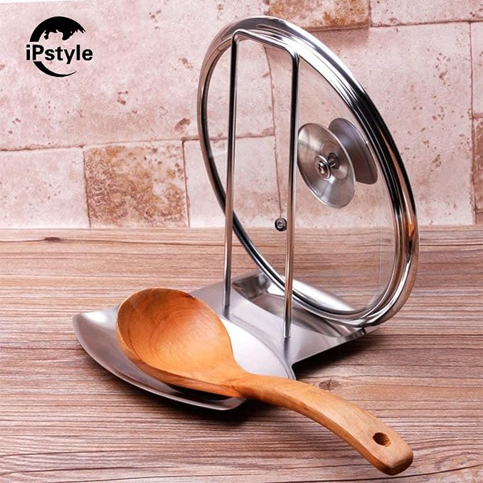 Pan Lid Holder Progressive Lid and Spoon Rest Shelf 304 Stainless Steel Pan Lid Organizer Kitchen Decor Tool