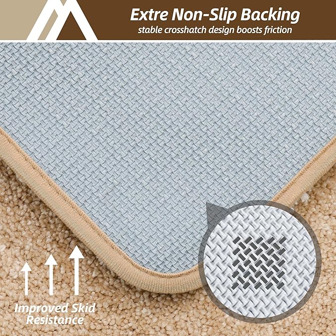 COSY HOMEER Extra Thick Bath Rugs for Bathroom - Anti-Slip Bath Mats Soft Plush Yarn Shaggy 100% Strong Mirco Polyeste Mat Living Room Bedroom Mat Floor Water Absorbent(Beige,16x24 - Inches)