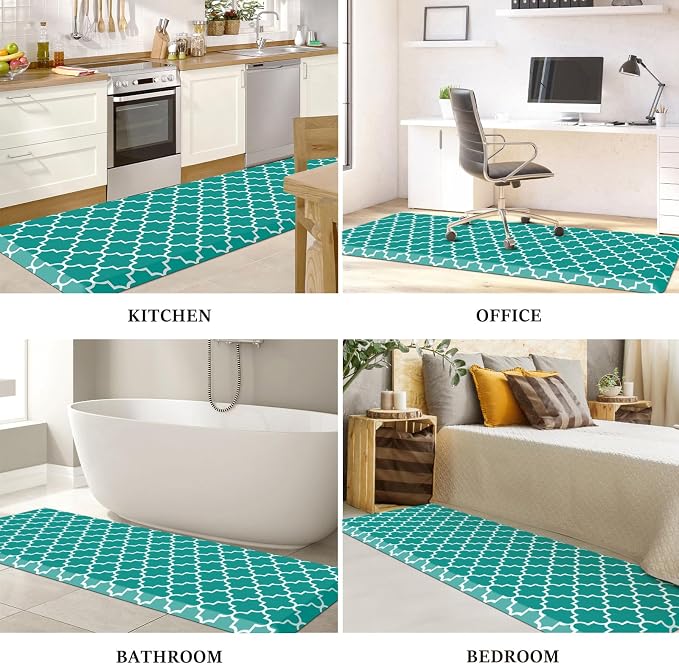 WISELIFE Anti Fatigue Floor Mat - 4/5 Inch Thick Kitchen Mat Non Slip Waterproof Heavy Duty Ergonomic Comfort Mat Durable for Home, Office, Sink, Laundry,(24" x 70", Green)