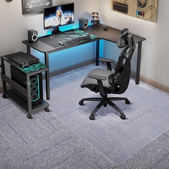 Tydle Chair Mat for Carpet, 36" x 48" Office Chair Mat for Carpeted Floors, Heavy Duty Rolling Computer Under Desk Mat with Grips, Floor Protector Mat for Home Office (Clear)