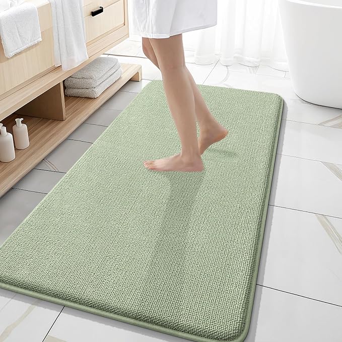 OLANLY Thick Memory Foam Bathroom Runner Rugs 47x20, Extra Soft Absorbent Long Bath Rug, Quick Dry, Non-Slip, Machine Washable Bath Mat for Bathroom, Tub and Shower, Home Decor Accessories, Sage Green