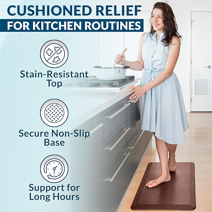 ComfiLife Anti Fatigue Floor Mat – 3/4 Inch Thick Kitchen Mats for Floor, Standing Desk Mat, Kitchen Rug – Comfort at Home, Office – Durable – Stain Resistant – Non-Slip Bottom (20" x 32", Brown)