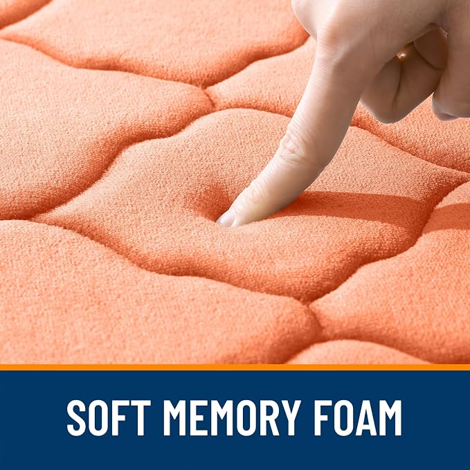 OLANLY Memory Foam Bath Mat Rug 36x24, Ultra Soft and Absorbent Bathroom Rugs, Non-Slip, Comfortable, Machine Washable Bath Carpet for Bathroom Floor, Tub, Shower and Home Decor Accessories, Peach