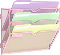 SUPEASY 3 Tier Wall File Organizer, Hanging Wall Mounted Mail Organizer with Label Slots, Metal Mesh File Holder Magazine Rack for Office, Home, School, Pink