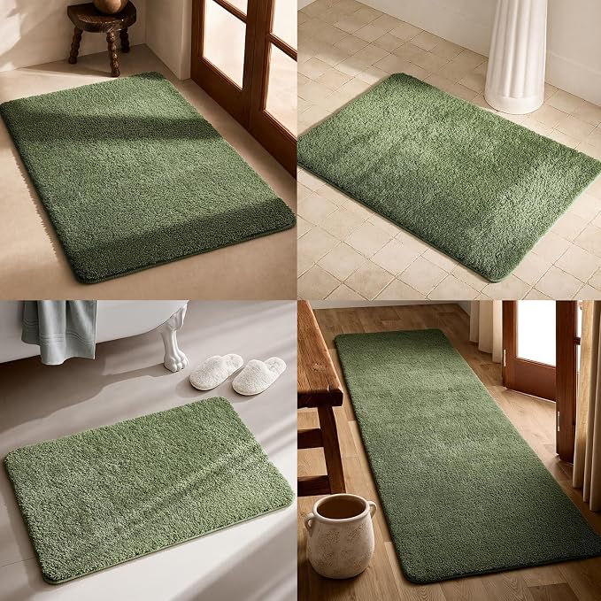 TYUU Sage Green Bathroom Rugs, Ultra Soft Bath Rugs Non Slip Washable, Super Absorbent Quick Dry Bath Mat with Rubber Backing for Bathroom Floor, Shower, or Sink, Sage Green 24" x 48"