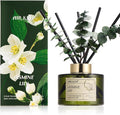 Airkeep Reed Diffuser Set with 6.76 fl oz Jasmine Lily Scent Essential Oils and 3 Leaves & 8 Diffuser Sticks,Bathroom Shelf Decor & Air Freshener, House Bedroom Office Decor & Gifts