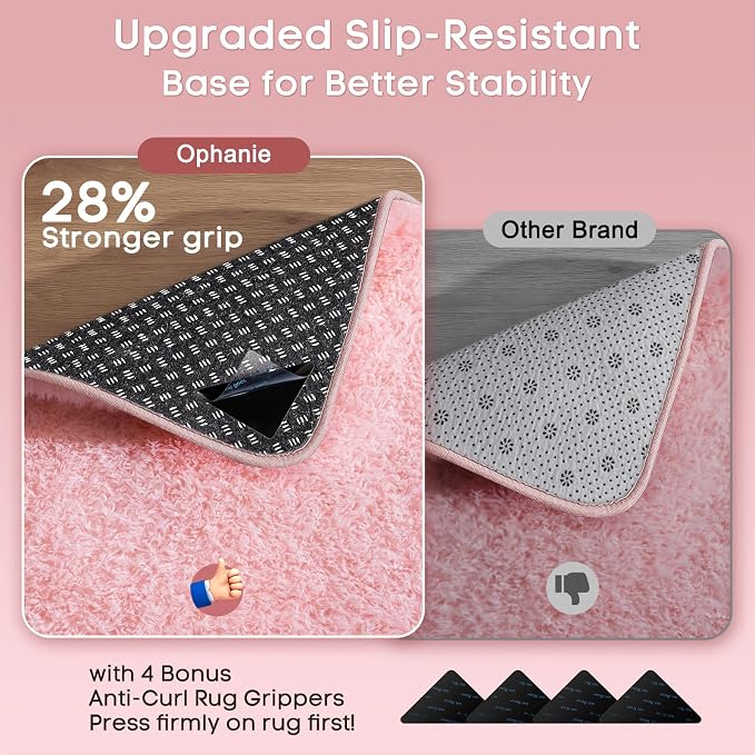 Ophanie Pink Area Rugs for Bedroom Girls, 6x9 Kids Fluffy Fuzzy Furry Shag Carpet, Plush Soft Cute Baby Shaggy Bedside Indoor Floor Rug for Teen Dorm Home Decor Aesthetic, Nursery