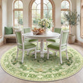 RELEANY Area Rugs Round 7ft Washable Non-Slip, Floral Vintage Distress Medallion Carpet for Living Room Bedroom Dining Room, Sage Green Yellow