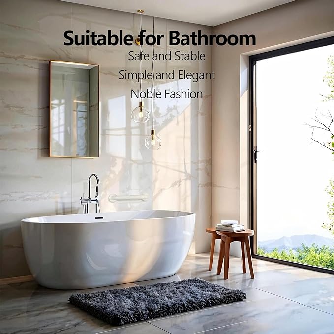 Shower Grab Bar, 2 Pack 16 Inch White Bathroom Safety Bar, 1.25" Diameter 304 Stainless Steel Grab Bars for Bathtubs and Showers, Handicap Shower Grab Bar for Seniors Elderly