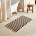 TYUU Waffle Bath Mat, Boho Bathroom Rugs Non Slip Washable Super Absorbent Quick Dry Bath Mat Farmhouse Bathroom Decor, 48"x24" Black and Khaki