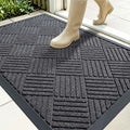 OLANLY Front Door Mat Outside Entrance 35x23, Absorbent, Heavy Duty Sturdy Natural Rubber Doormat Indoor Outdoor, Stain Fade Resistant, Non-Slip Low Profile Floor Mat for Entryway, Black Gray Diamond