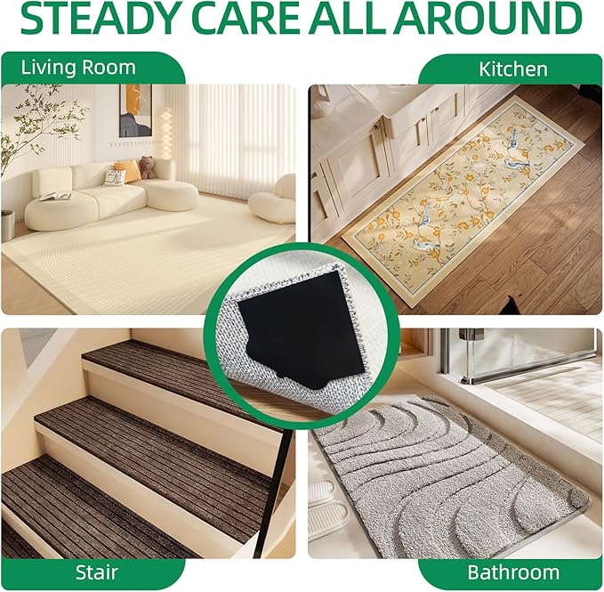 24 PCS Double Sided Carpet Rug Tape for Hardwood & Tile Floors, No Residue | Non Slip Rug Pads Stickers for Area Rugs, Fits Hardwood Tile Laminate Floors, Double Sided Adhesive, No Residue No Damage