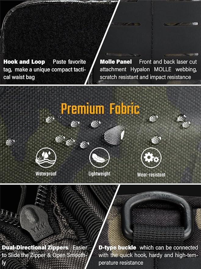 TACTICAL GEEK EDC Compact Waist Pocket Pouch, Multi-Purpose Molle EDC Pouch Gadget Organizer (E2.0-Black Camo)