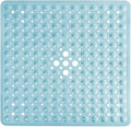 Yimobra Shower Stall Mat Non Slip, 21X21 Inch, Soft Square Bath Mat for Shower with Suction Cups and Drain Holes, Stall Floor Mats for Bathroom, Machine Washable, Bathroom Accessories, Light Blue
