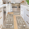 Vaukki Boho Kitchen Rug Sets 3 Pieces, Washable Kitchen Mats for Floor, Non Slip Soft Kitchen Area Rug Floor Mat for Kitchen, Laundry Room and Hallway (Dark Brown, 20''x32''+20''x47''+20''x59'')