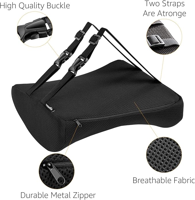 Amazon Basics Comfortable Seat Cushion & Lumbar Support for Office Chairs, Memory Foam with Cooling Gel, Non-Slip, Black