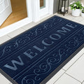 OLANLY Welcome Door Mat Indoor Outdoor Entrance, Heavy Duty Sturdy Front Door Mat, Waterproof All-Weather Doormat, Stain Resistant, Low Profile, Easy Clean Patio Entryway Mat, 47 x 24, Navy Blue