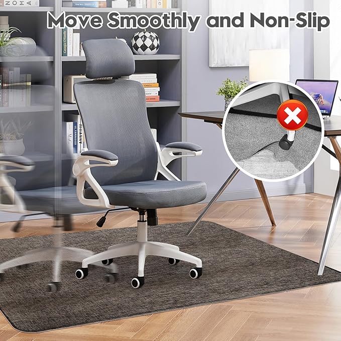 Sycoodeal Office Chair Mat for Hardwood & Tile Floor,Computer Gaming Chair Mat for Rolling Chairs Non-Curve, Anti-Slip, Heavy Duty Floor Protector for Home Office,Dark Coffee (40" x 55")