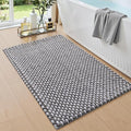 DEXI Bathroom Rugs 32x20, Non Slip Washable Bath Mat, Absorbent Chenille Bathmat, Ultra Soft Thick Carpet for Tub Shower Floor, Grey and White