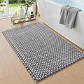 DEXI Bathroom Rugs 36x24, Non Slip Washable Bath Mat, Absorbent Chenille Bathmat, Ultra Soft Thick Carpet for Tub Shower Floor, Grey and White