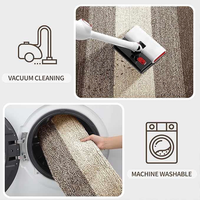 Kitinjoy Indoor Outdoor Door Mat, 30x17 Non-Slip Absorbent Dirt Trapper, Low-Profile Washable Inside Entrance Front Floor Mat, Sturdy Soft Entry Doormats for Entryway, Light Brown