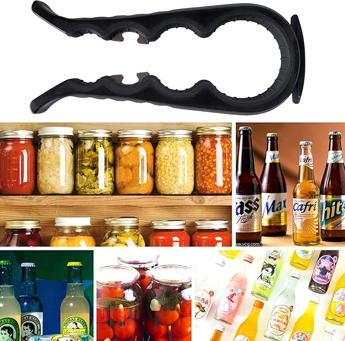 5-in-1 Jar Opener whit Beer bottle opener for Weak Hands,Non-slip Easy Grip Can Opener,Used to remove stubborn LIDS (Black)