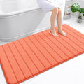 OLANLY Memory Foam Bath Mat 59x35, Super Soft Absorbent Bathroom Rugs, Quick Dry, Machine Washable Shower Floor Rugs, Bathmat Carpet, Bathroom Home Decor Accessories, Coral