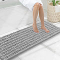Smiry Bathroom Rugs Mat 47x17, Extra Soft Absorbent Chenille Bath Rugs, Non Slip Rubber Backing Machine Washable Quick Dry Bath Mats for Bathroom Floor, Tub, Shower, Home Decor Accessories, Light Grey