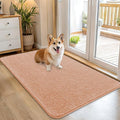 OLANLY Dog Door Mat for Muddy Paws 45x27, Absorbs Moisture and Dirt, Absorbent Non-Slip Washable Doormat, Quick Dry Chenille Mud Mat for Dogs, Entry Indoor Entryway Carpet for Inside Floor, Peach