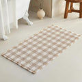 TYUU Waffle Bath Mat, Boho Bathroom Rugs Non Slip Washable Absorbent Checkered Bathroom Mat Quick Dry Farmhouse Bathroom Decor, 48"x24" Khaki and White